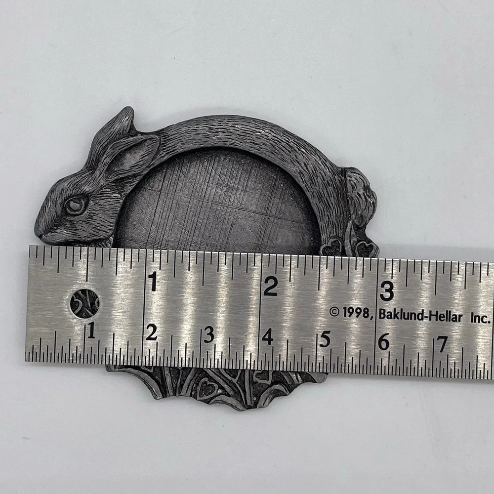 Set of‎ 5 Pewter Bunny Rabbit Flat Metal Votive Candle Holder Cottagecore USA